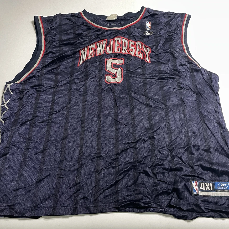 Vtg Reebok Authentic NBA New Jersey Nets Jason Kidd #5 Jersey Sz 4XL FLAWS - Image 1 of 4