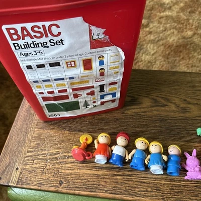 Vintage 1987 LEGO Basic Block Red Bucket With Legos PEZ Little People Care Bear - Image 1 of 4