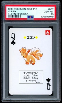 Pokemon VULPIX Japanese BLUE Back Queen of Clubs POKER Card #037 PSA 10 GEM MINT - Image 1 of 2