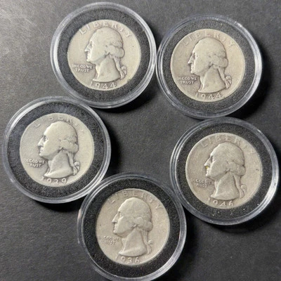 Lot Of Five (5) US Silver Quarter Dollar Coins 0.900 Silver - Image 1 of 4