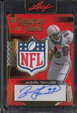 2023 Leaf Signature Shield #SS2JT3 Jason Taylor 5/7 Auto NFL Shield Logo Patch