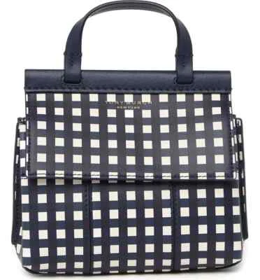 Bandolera Tory Burch Block T Mini ~NUEVA CON ETIQUETAS~ ROYAL NAVY CHECK IN Foto 1 de 4