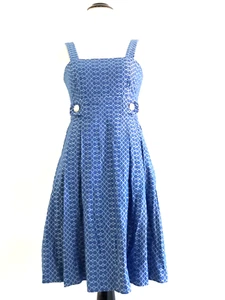 See by Chloe Square Neck Pleated Dress Womens Size 2 Blue Sleeveless - Picture 1 of 12