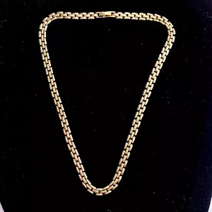Mesh Link Choker 1/4 Inch Wide Gold Tone Metal Necklace 15.75” - Picture 1 of 7