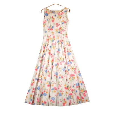 Vintage Laura Ashley Dress Size UK 8 Floral Fit Flare Floral Sleeveless Cottage - Image 1 of 4