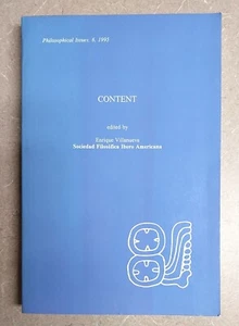 Content, Edited By E. Villaneuva, Philosophical Issues 6 1995, Like New - Picture 1 of 9