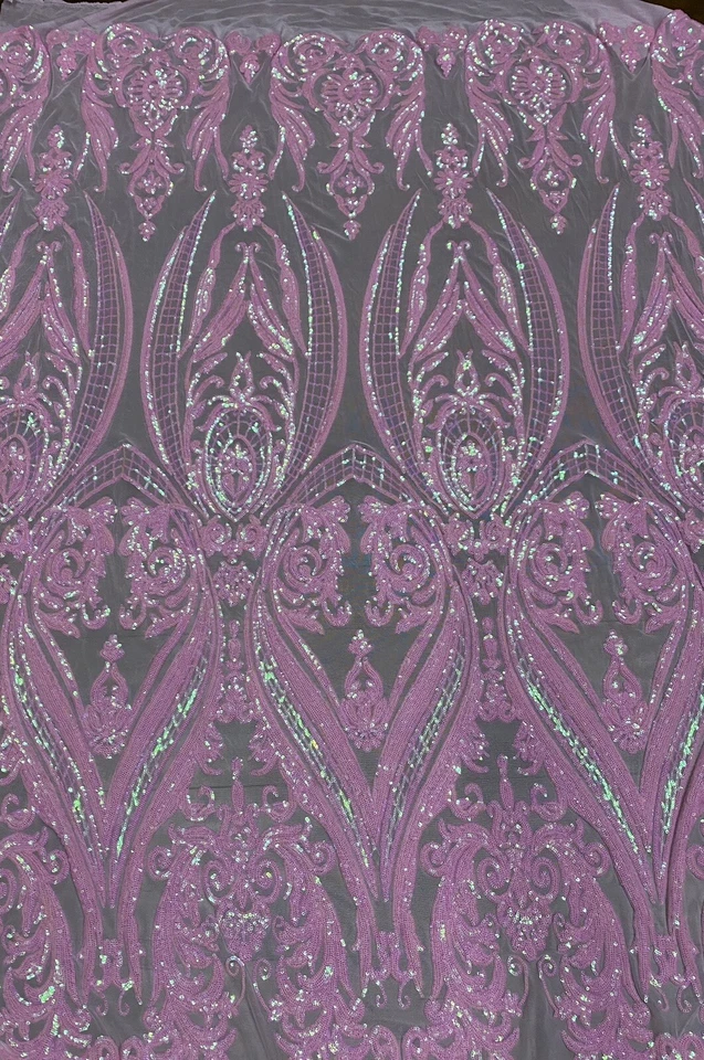 Pink Victorian Egg/Tulip,  Big Print, Sequin, 4-way Stretch, Fabric 55" - Image 1 of 1