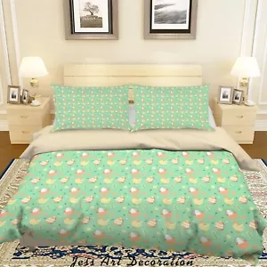 3D Bird Easter Egg Kids Green Quilt Cover Set Duvet Cover Bedding Pillowcases - Picture 1 of 6