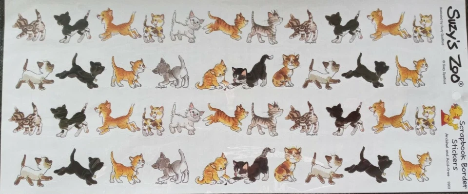 SUZY'S ZOO "CATS" SCRAPBOOK BORDER STICKER #9903