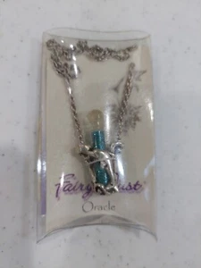 Vintage Signed Fairy Dust Bottle Pendant Necklace Oracle The Dolphin Aqua Charm - Picture 1 of 9