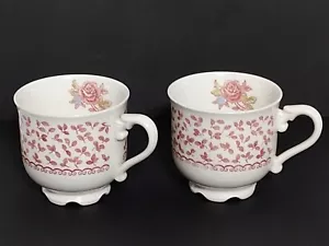 Vintage Nikko Ironstone Cameo Rose Tea Coffee Cups Set of 2 - Picture 1 of 5