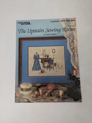 Vintage 1986 Leisure Arts The Upstairs Sewing Room Counted Cross Stitch Leaflet - Image 1 of 3