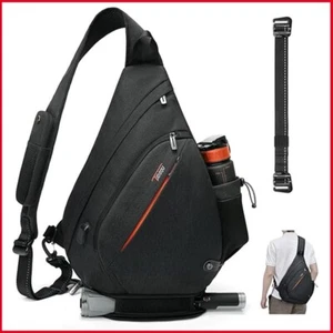 Sling Bag 19L Crossbody 8 Pocket Backpack Shoulder Daypack - Black - Picture 1 of 18