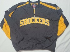 Vintage Pullover Windbreaker Jacket Wichita State Shockers Baseball Size M Black