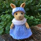 Sylvanian families clothes ~ knitted Blue/White Sparkle Dress & Band~ Adult
