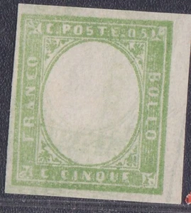 SARDEGNA  1863 PROVA DI STAMPA 5c verde chiaro smorto n.15Eb - CERT - Imagen 1 de 3