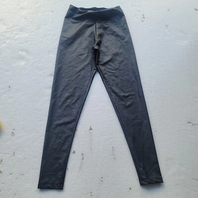 Leggings femininas Victoria's Secret ajustadas de couro sintético stretch preta tamanho 4 - Imagem 1 de 4