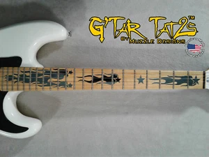 Flaming Star Sticker Decal Inlay - Black for Right handed guitar 22-24 Fret - Picture 1 of 2