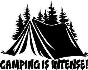 Calcomanía de tienda de campaña vinilo pegatina de ventana madera camping es intenso - Imagen 1 de 2