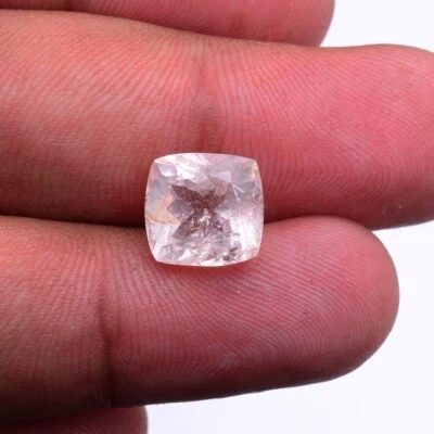 4.80 Cts Natural Morganite Untreated 10mm Faceted Cut Certified Loose Gemstone - Image 1 of 4