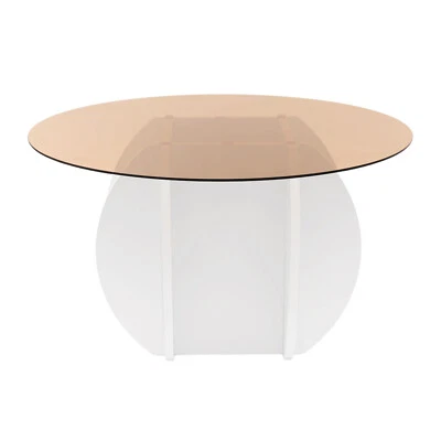 Mesa de centro redonda de vidrio de 3 colores, vidrio templado, para sala de estar/café Foto 1 de 4