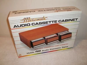 Vtg 1989 NEW IN BOX MUSICMATE AUDIO 42 CASSETTE TAPE CABINET STORAGE ORGANIZER  - Picture 1 of 7