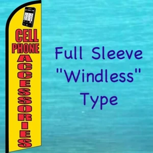 CELL PHONE ACCESSORIES WINDLESS FEATHER FLAG Tall Curved Advertising Banner Sign - Picture 1 of 5