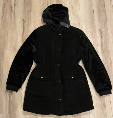 Eden общество для стежка исправить искусственного меха смешанные медиа пальто размер маленький черный стеганая - Изображение 1 из 4