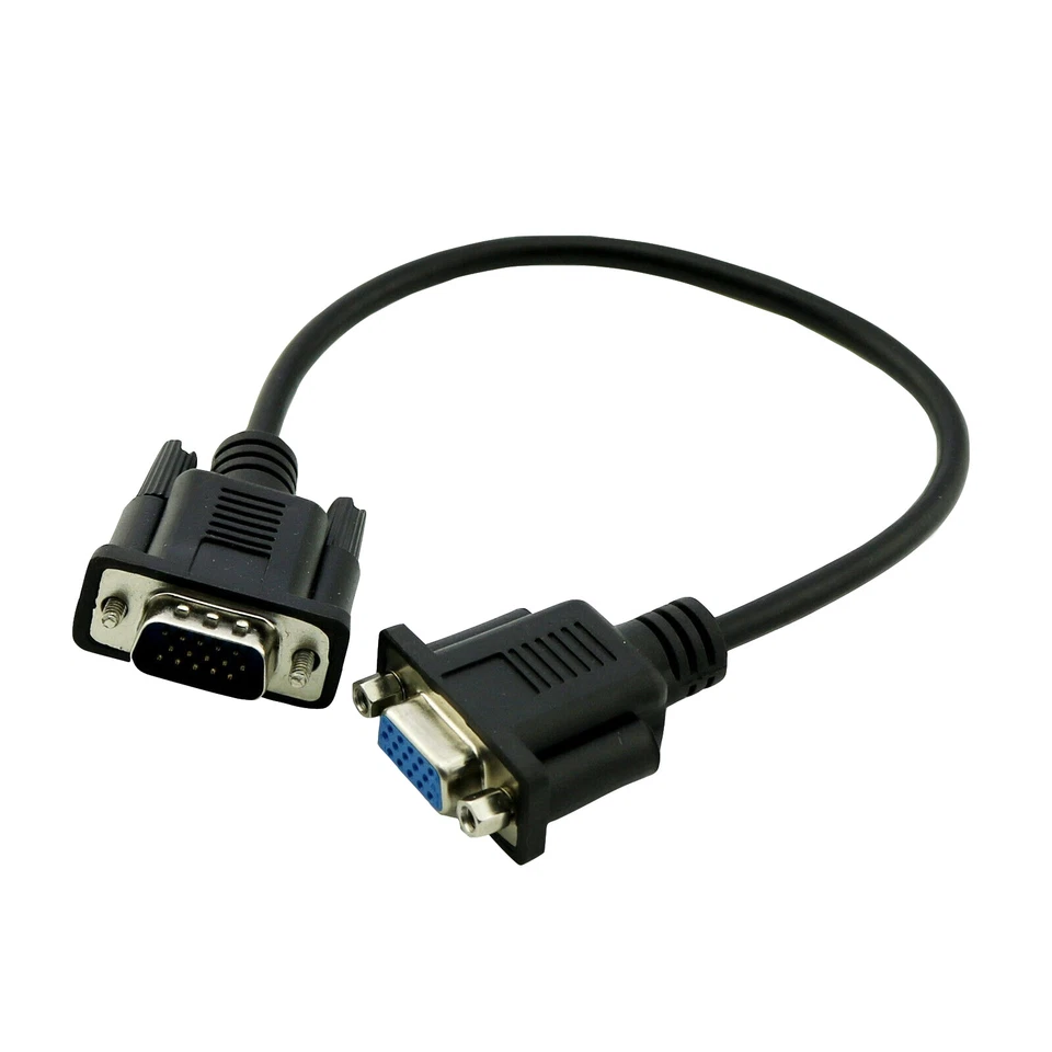 1pc VGA Male Plug to VGA Female Jack LCD Projector Extension Cable Cord 1ft/30cm - Image 1 of 4
