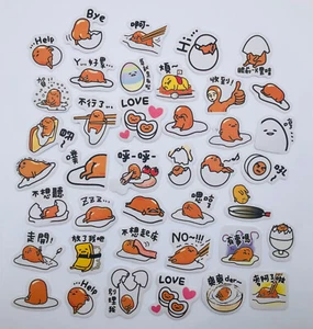 40 Gudetama Faules Ei Aufkleber klein süß japanische Schriftzeichen gelb Kawaii - Bild 1 von 1