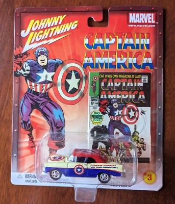 Chevy Convertible Marvel 2002 Johnny Lightning Capitán América #100 '56 Foto 1 de 2