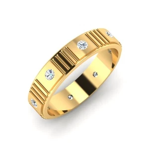 0.47 Ct Round Natural Diamond Wedding Engagement Men's Band 14k Yellow Gold C - Picture 1 of 7