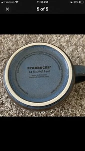 Taza de café apilable artesanal esmaltada azul marrón Starbucks 2014 14 OZ - ¡GUAU! - Imagen 1 de 4