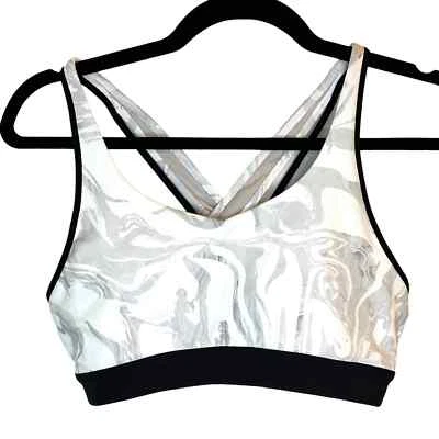 Athleta Sports Bra Womens XS Gray Marbled Cross Back Mesh  - Image 1 of 4