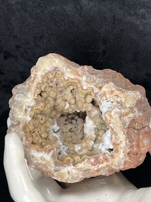3-1/4” Botryoidal Chalcedony Crystal Quartz Natural Agate Geode Pink Rind - Image 1 of 4