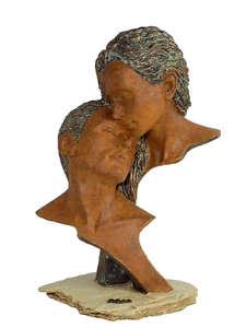 Gran escultura de Angeles Anglada "Tiempo para dos" fundición artificial aspecto de piedra figura rara - Imagen 1 de 11