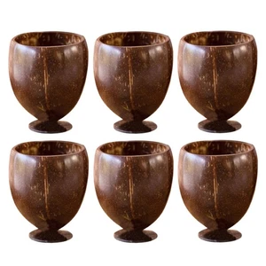 (Set di 6) Tazza di Succo di Cocco Shell 200ml Naturale Fatto a Mano Tè Caffè - Marrone - Foto 1 di 8