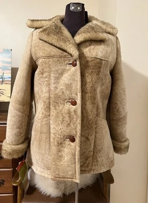 Vintage 1970s Deadstock NWT BICK Shearling Sheepskin Jacket Light Tan Made In US - Image 1 of 4