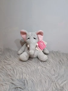 Russ Berrie Zanzibar Small Stuffed Plush Soft Toy Grey Elephant Beanie - Picture 1 of 5
