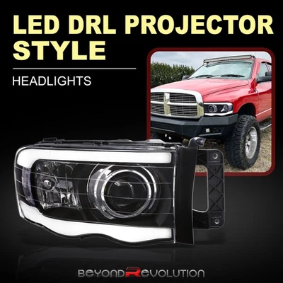 Para Ram 1500 2002-2005 LED DRL Proyector Cabezal Luces Conjunto Lámparas LH+RH Negro Foto 1 de 4