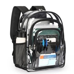 Clear Backpack Heavy Duty for Stadium Events - 17in PVC Large Clear Backpacks... - Picture 1 of 9