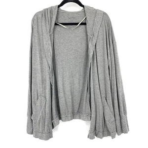 Torrid superweicher Strick-Cardigan mit Kapuze Damen 2X grau vorne offen geraffte Taille - Bild 1 von 5