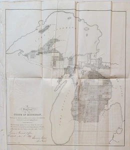 Dos mapas GLO de la Oficina General de Tierras de 1849 boceto + diagrama del estado de Michigan - Imagen 1 de 18