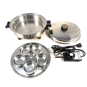 Vintage USA SaladMaster 7815E Elektrische Pfanne Pfanne mit Vapo Deckel 11" & Eierpochierer - Bild 1 von 15