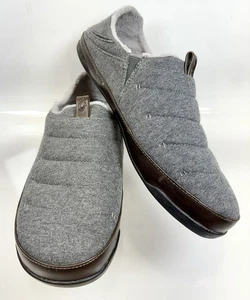 OluKai Mahana Hausschuhe Herren 12 grau gesteppt Slipper Schuhe Leder kuschelig bequem - Bild 1 von 12