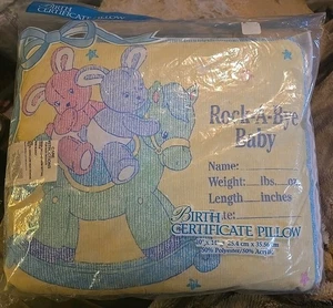 Vintage Owen Rock-A-Baby Geburtsurkunde Kissen 10" x 14" von Owen NIP USA - Bild 1 von 3