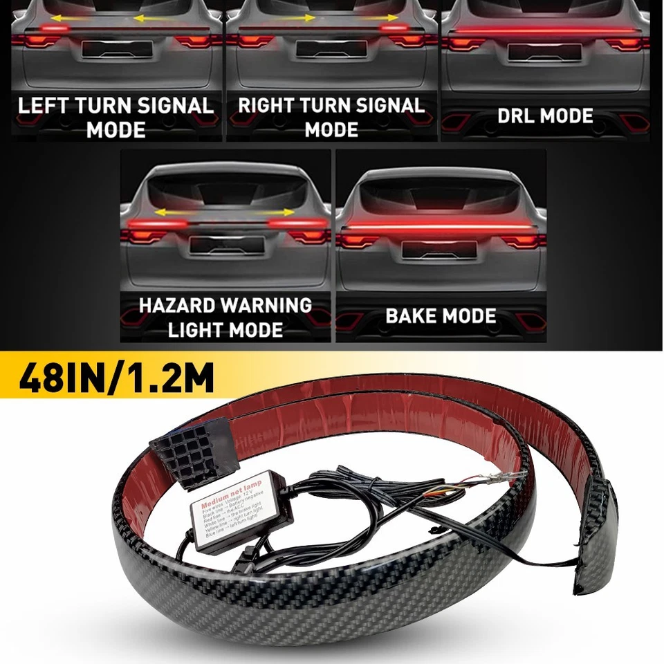 Светодиодная автомобильная тормозная лента задняя кромка спойлер отделка из углеродного волокна яркая прочная - Изображение 1 из 4