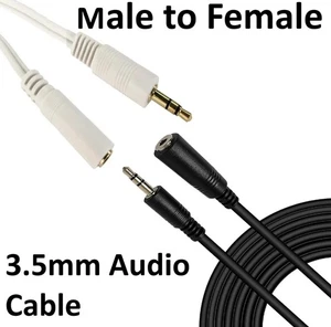 Lote de cables blancos 1M 3M 5M 10M 20M 3,5 mm conector estéreo para auriculares de audio sonido auxiliar - Imagen 1 de 3