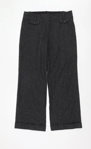 Monsoon Women's Black Striped Trousers Size 14 - Picture 1 of 12