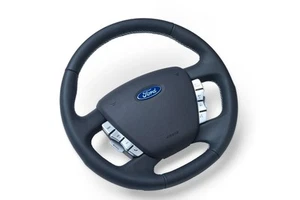 Retro Ford/FPV FG Falcon Steering Wheel Black Leather White Stitching OEM Style - Picture 1 of 8